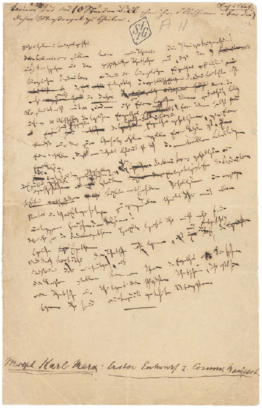 Page from the Communist Manifesto in Karl Marx's handwriting