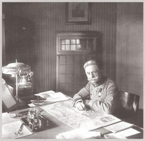 General Franz von Hötzendorf sitting at his desk in 1914
