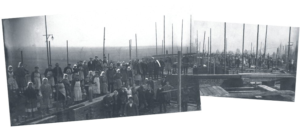 School construction in in Marcali Hungary in 1926