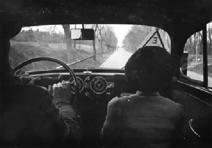 Driving in a car in rural Hungary in 1940