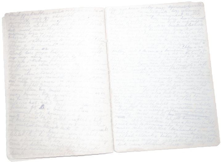 A page from Júlia Bauer's journal written in Auschwitz, Allendorf, and Melsungen in 1944
