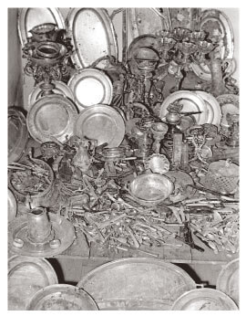 Confiscated silverware resulting from a police search during the Rákosi era