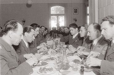Communist policemen dining in police club in Hungary in 1948