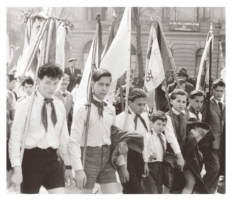 Young pioneer parade in Hungary 1955