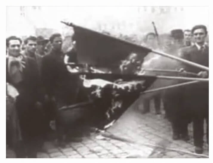 video footage of freedom fighters burning flags