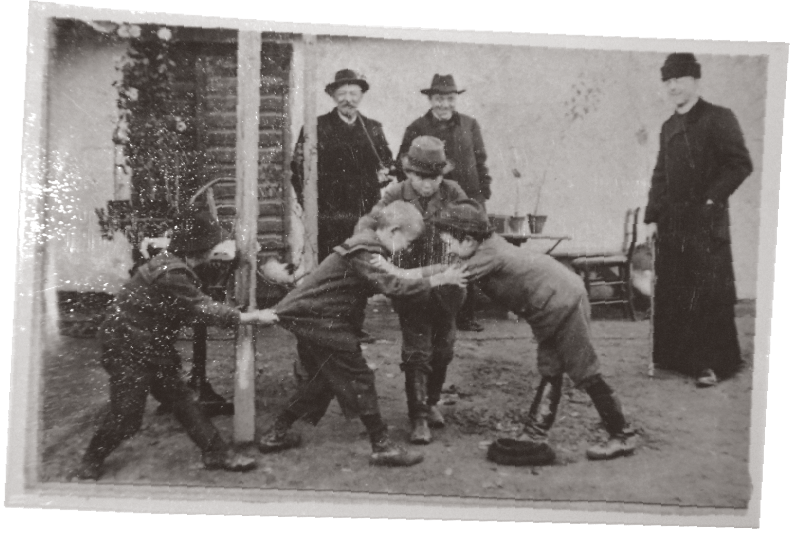 Schoolboys wrestling