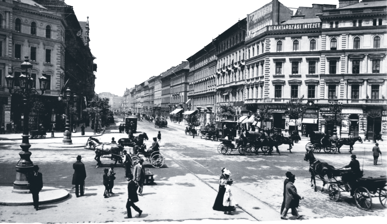 Busy Budapest intersection in 1897