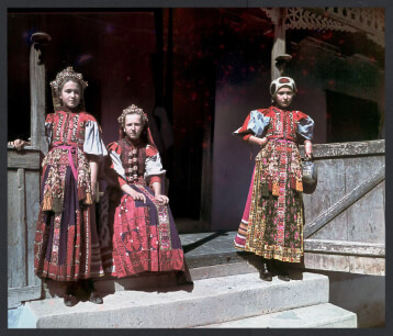 Two girls in folk costume in 1911