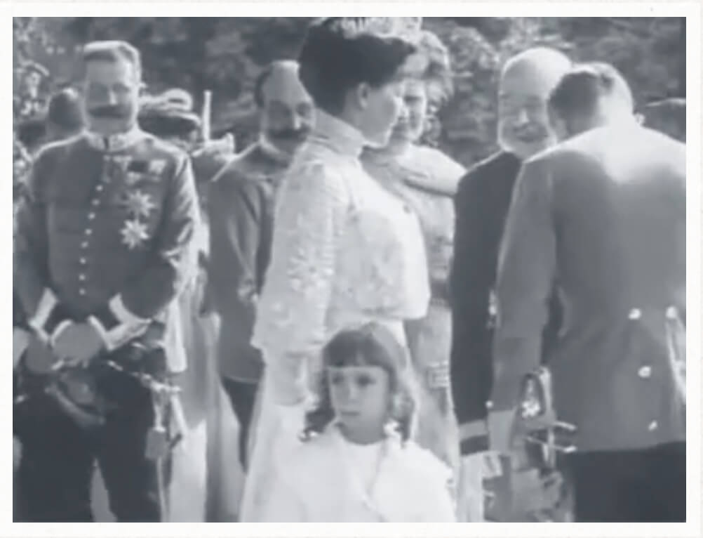 Emperor Franz Joseph with Franz Ferdinand at Charles IV wedding in 1911