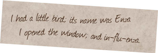 I had a little bird; its name was Enza. I opened the window; and in-flu-enza.