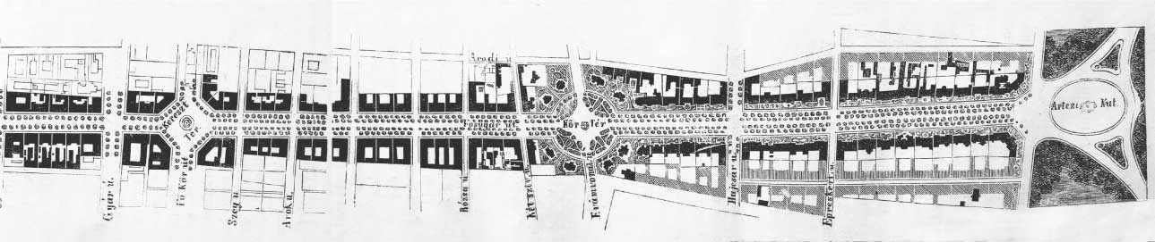 Illustration indicating the location of Adolf Hitler Place on Andrassy Street