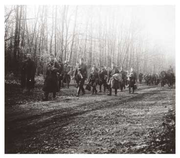 Soldiers marching on the Eastern Front