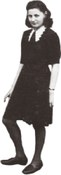 Ari in a black dress in 1945
