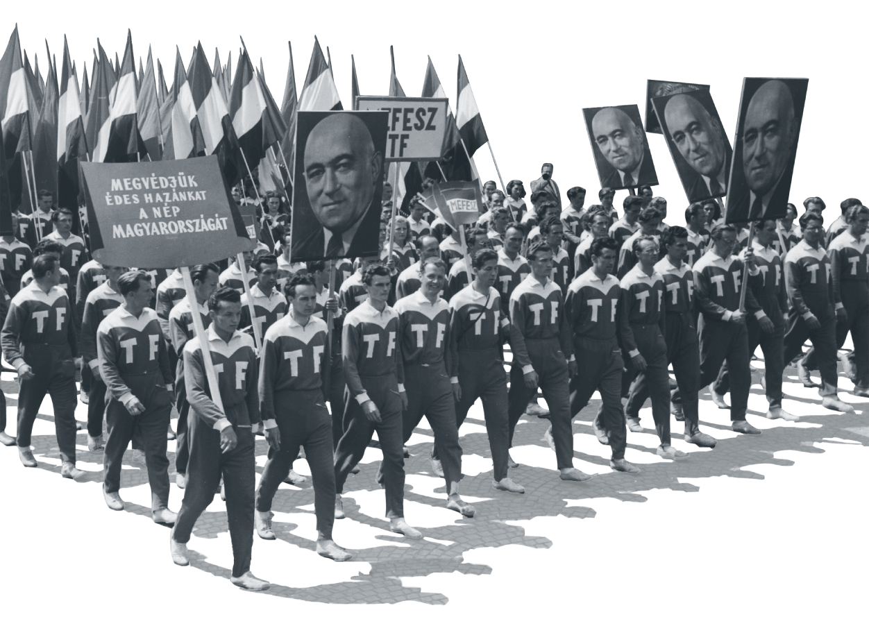 Hungarian workers in the 1st of May parade during the Rákosi era