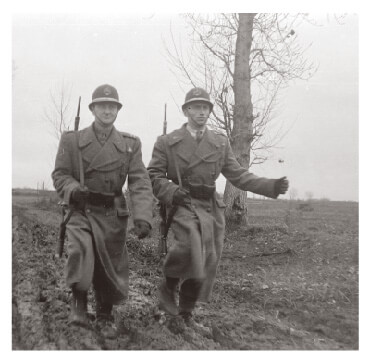 Policemen monitoring work on a collective farm in Hungary in 1950