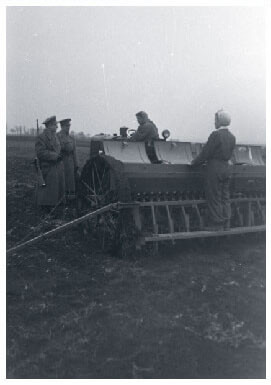 Sowing on a state farm in Hungary during the 1950s