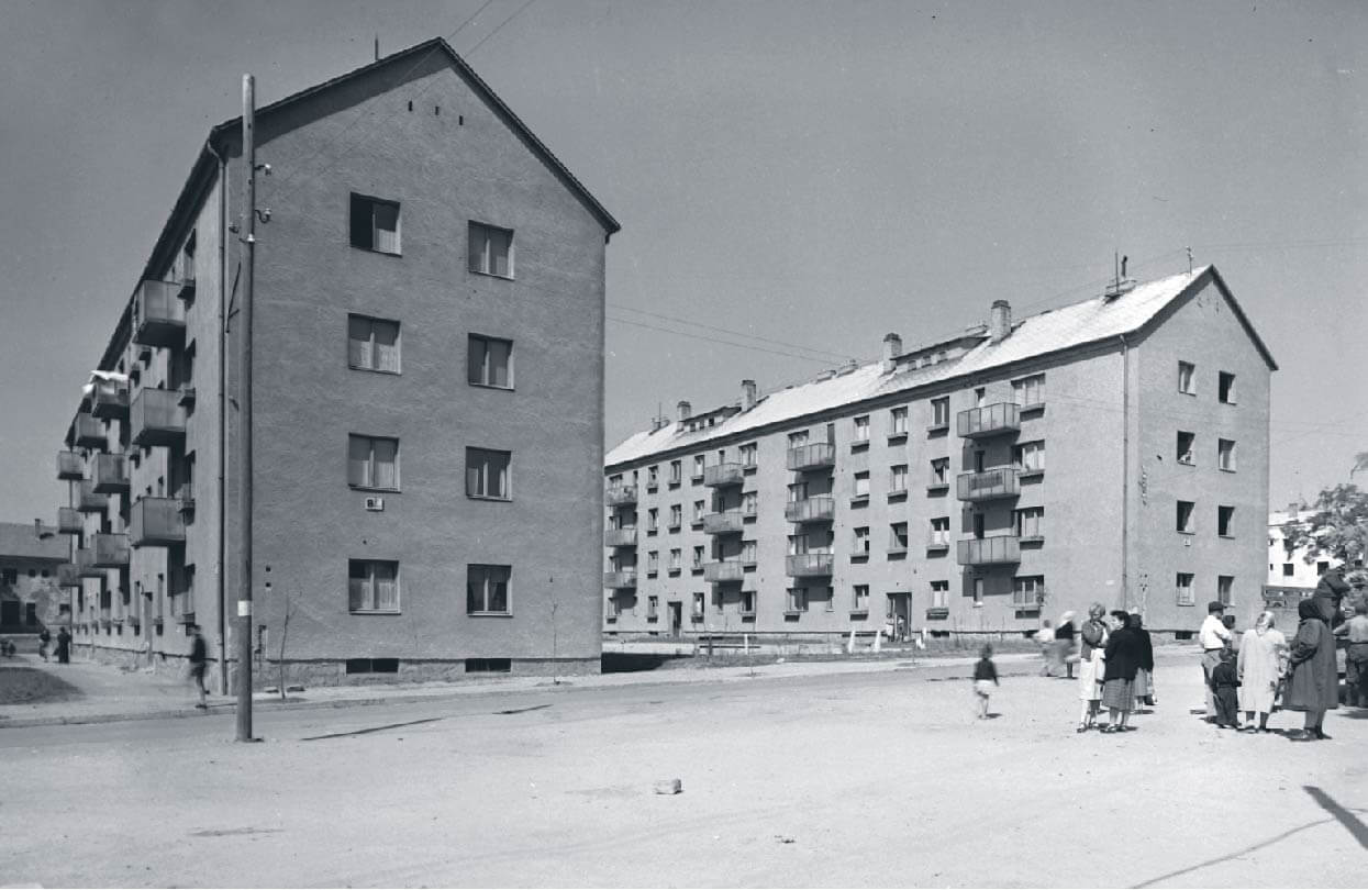 New apartment buildings in Várpalota Hungary in 1955