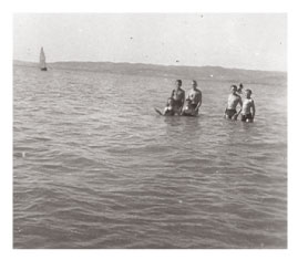 Ari and Gyula swim in Lake Balaton with their cousins 1940s
